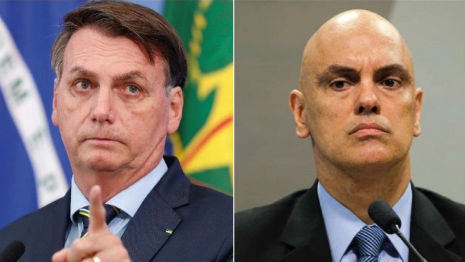 Ex-presidente Jair Bolsonaro e Alexandre de Moraes (Fotomontagem)