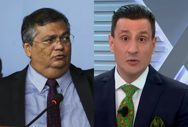 O ministro Flávio Dino e o apresentador Tiago Pavinatto, da jovem Pan (Colagem)