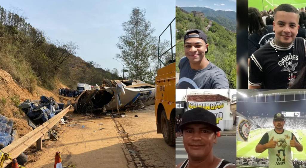 Acidente grave com coritintianos em MG (Foto: Montagem/G1)